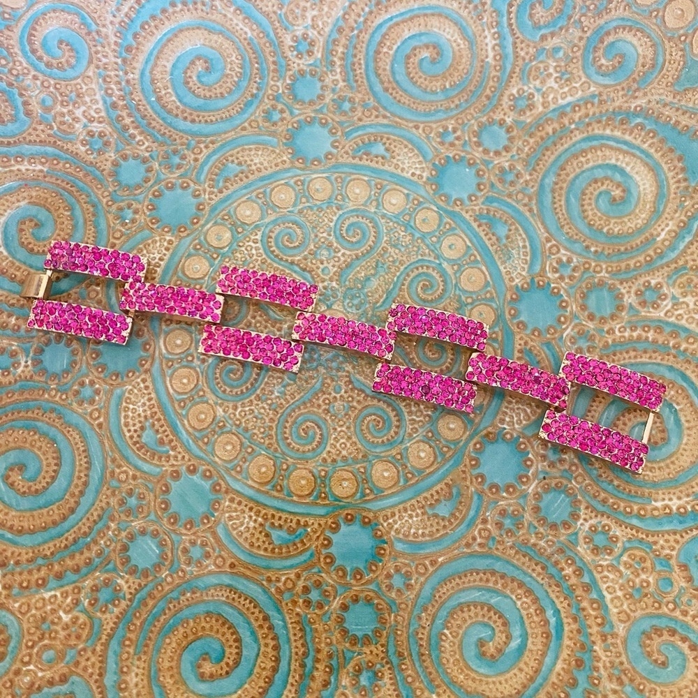 Pink pavè flat link bracelet - Picture 4 of 4